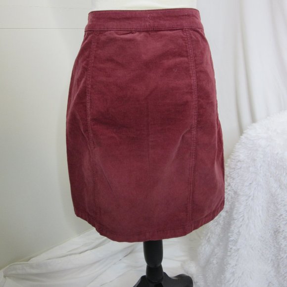 Pilcro and Letterpress Anthropologie Corduroy Skirt Burgundy Knee Size Small - Picture 13 of 13